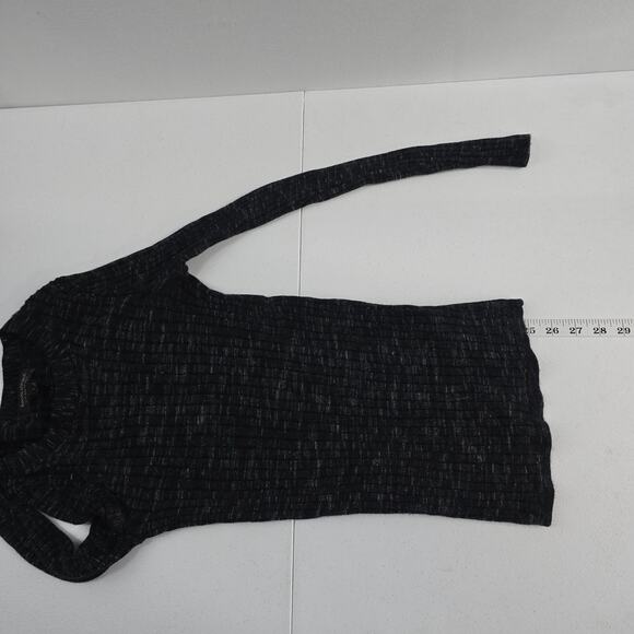 Banana Republic Womens Small Black Gray Wide Rib Merino Wool Long Sleeve Sweater - Picture 5 of 9